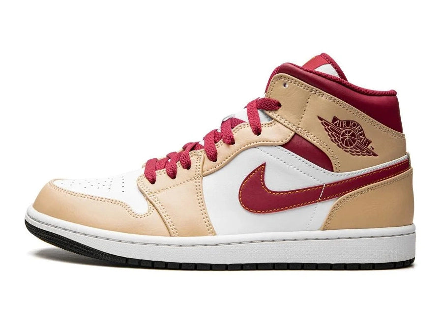 Air Jordan 1 Mid Light Curry Cardinal - Aikko